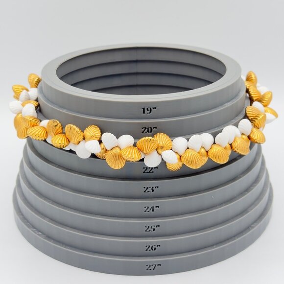 Vintage Double Twist Gold Tone White Plastic Sea Shell Beaded Necklace 20" - Picture 13 of 13